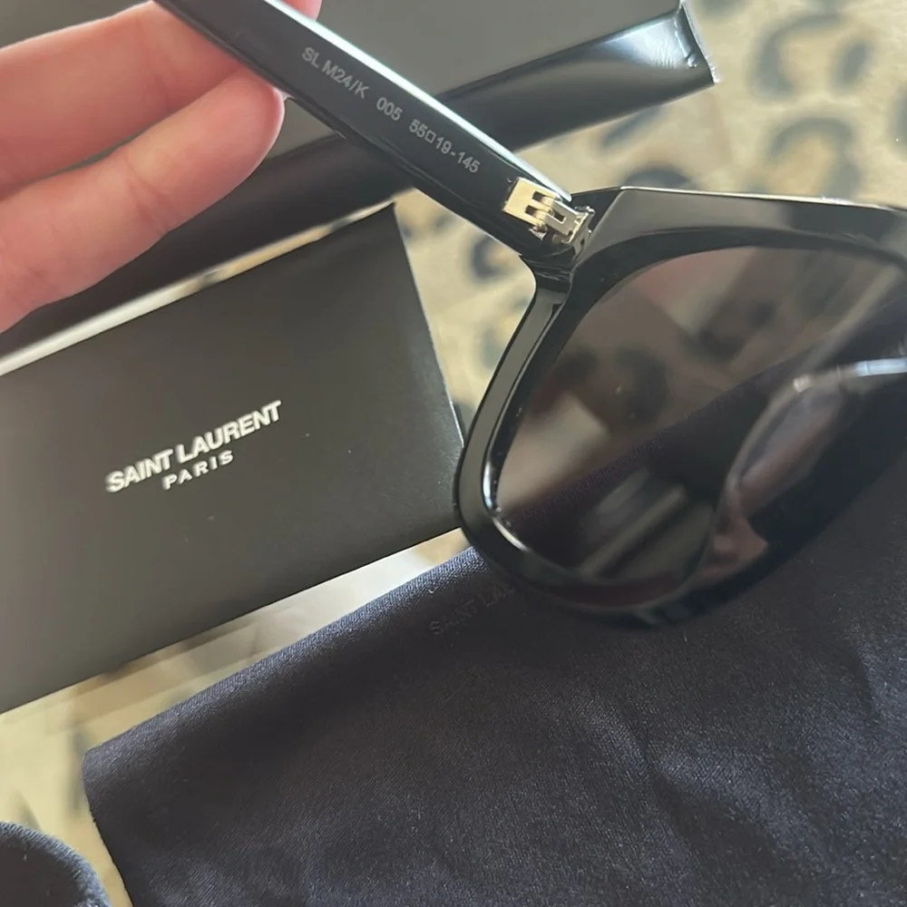 Saint Laurent Black Sunglasses with Dark Gray Lenses